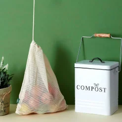 Poubelle à compost en métal blanc 5L