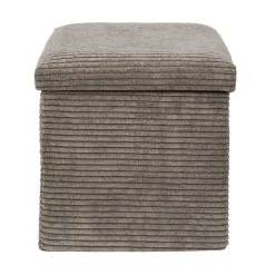 Pouf coffre pliable en tissu côtelé taupe - Scarlett