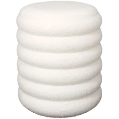 Pouf coffre tissu bouclette blanc - Freya