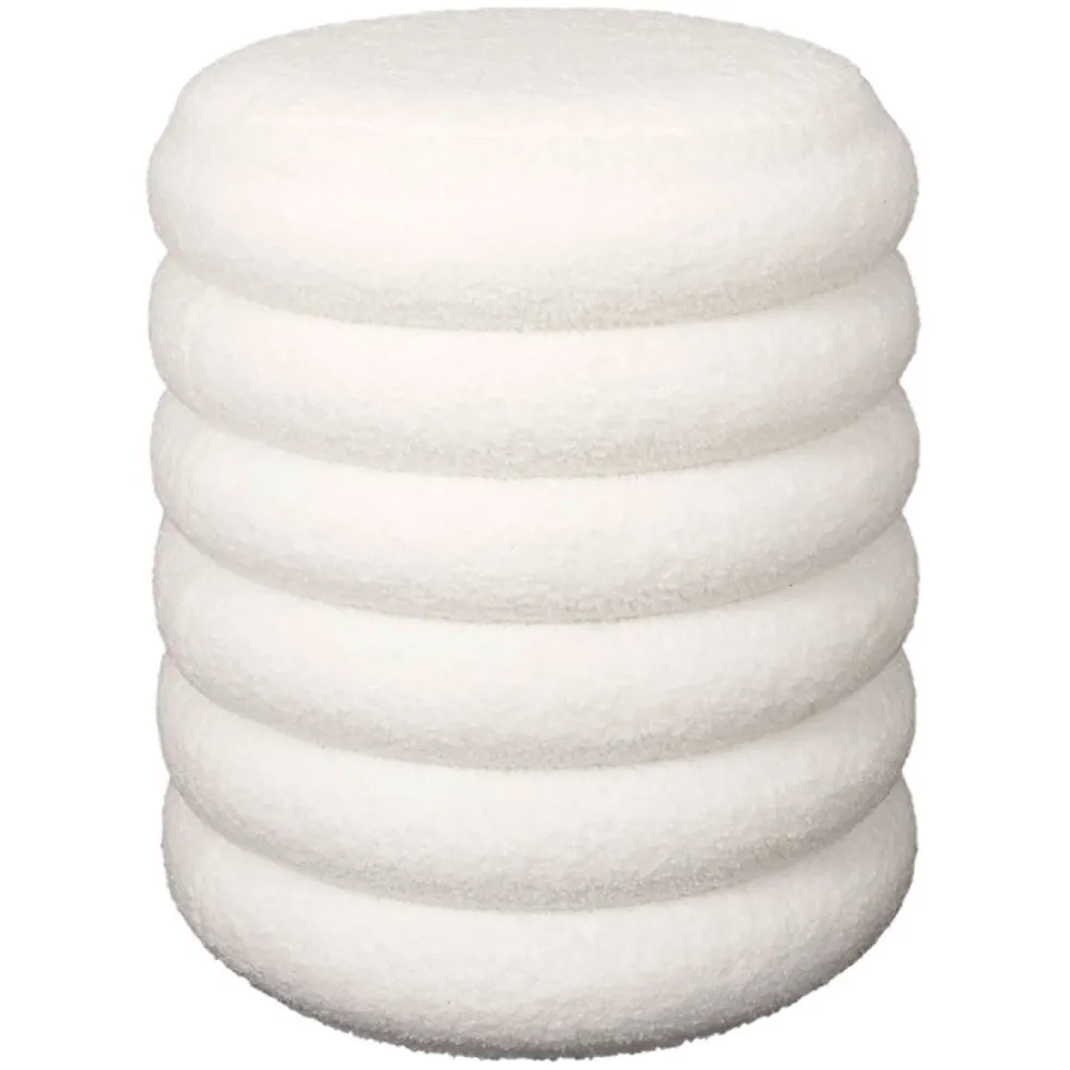 Pouf coffre tissu bouclette blanc - Freya