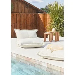 Pouf d'extérieur en tissu écru 95x95cm - Sola
