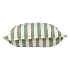 Pouf d'extérieur en tissu rayé sauge et écru 95x95cm - Sola