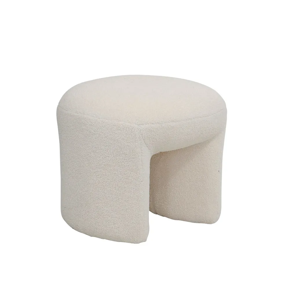 Pouf en tissu bouclette crème - Loa