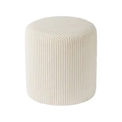 Pouf en tissu velours côtelé blanc - Snaw
