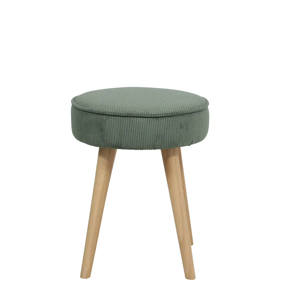 Pouf en tissu velours côtelé kaki - Popy