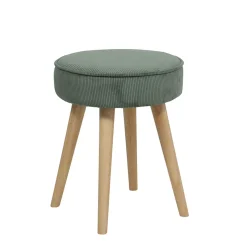 Pouf en tissu velours côtelé kaki - Popy