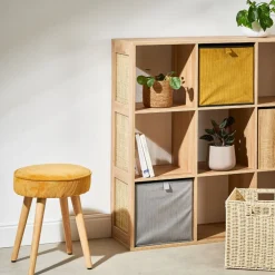 Pouf en velours côtelé abricot - Popy