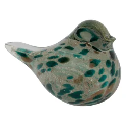 Presse papier en verre emeraude et doré - Serin