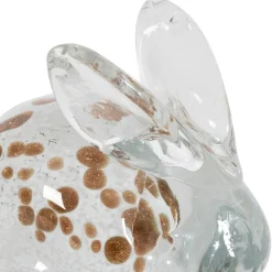 Presse papier lapin en verre blanc et doré - Garenne