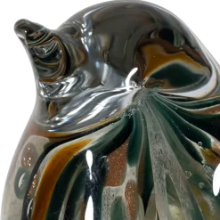 Presse papier moineau en verre émeraude et doré - Serin