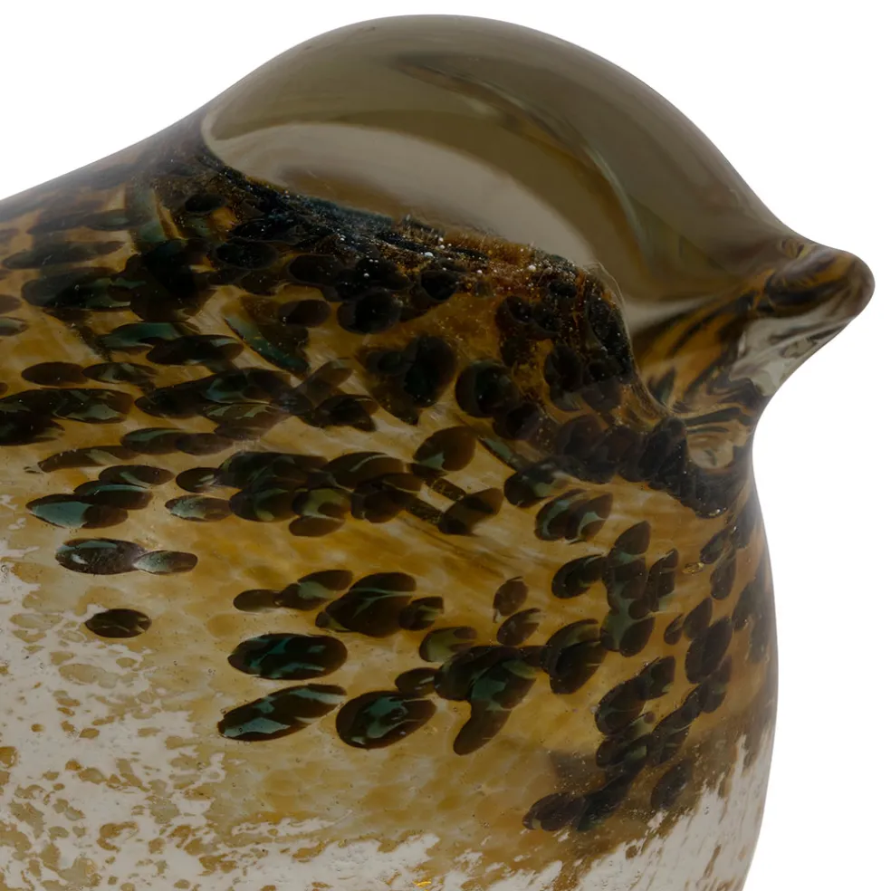 Presse papier oiseau en verre mordoré - Serin