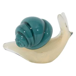 Presse-papier escargot en verre bleu et sable