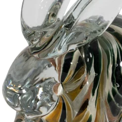 Presse-papier lapin en verre ambre et kaki