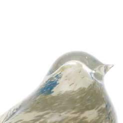 Presse-papier moineau serin ivoire et bleu en verre