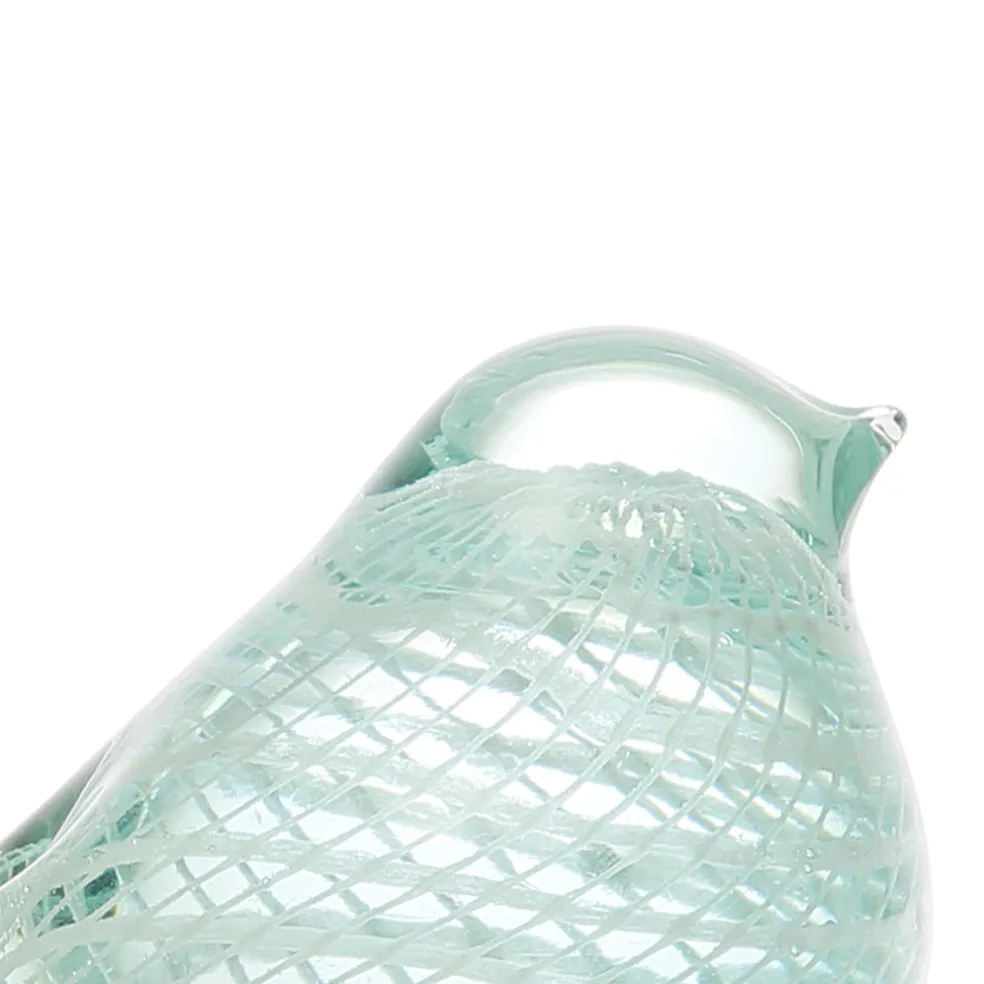 Presse-papier moineau serin vert d'eau en verre