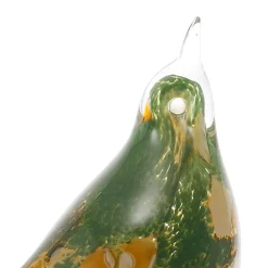 Presse-papier oiseau grimpereau kaki en verre