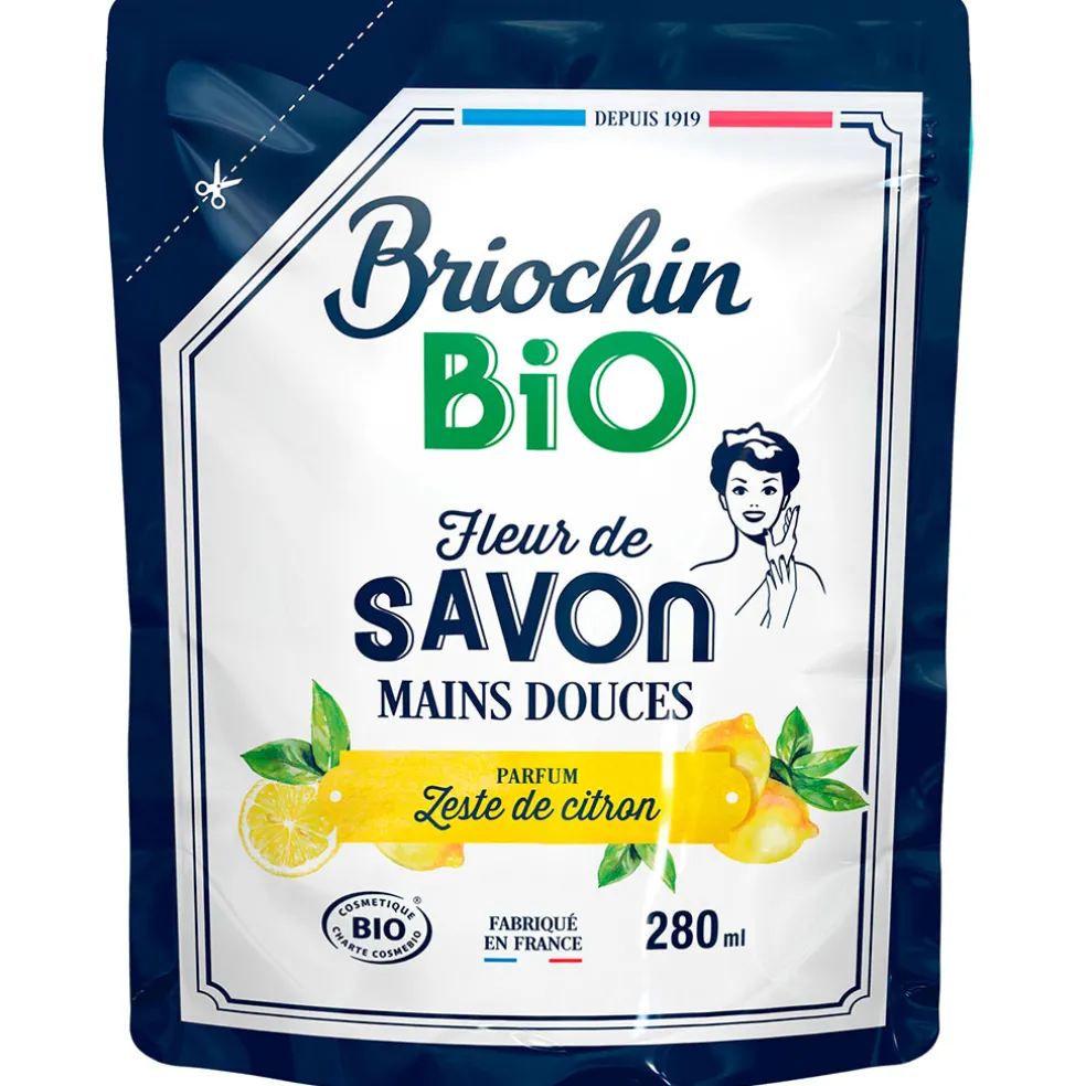 Recharge savon liquide mains zeste de citron 280ml - Cosmébio