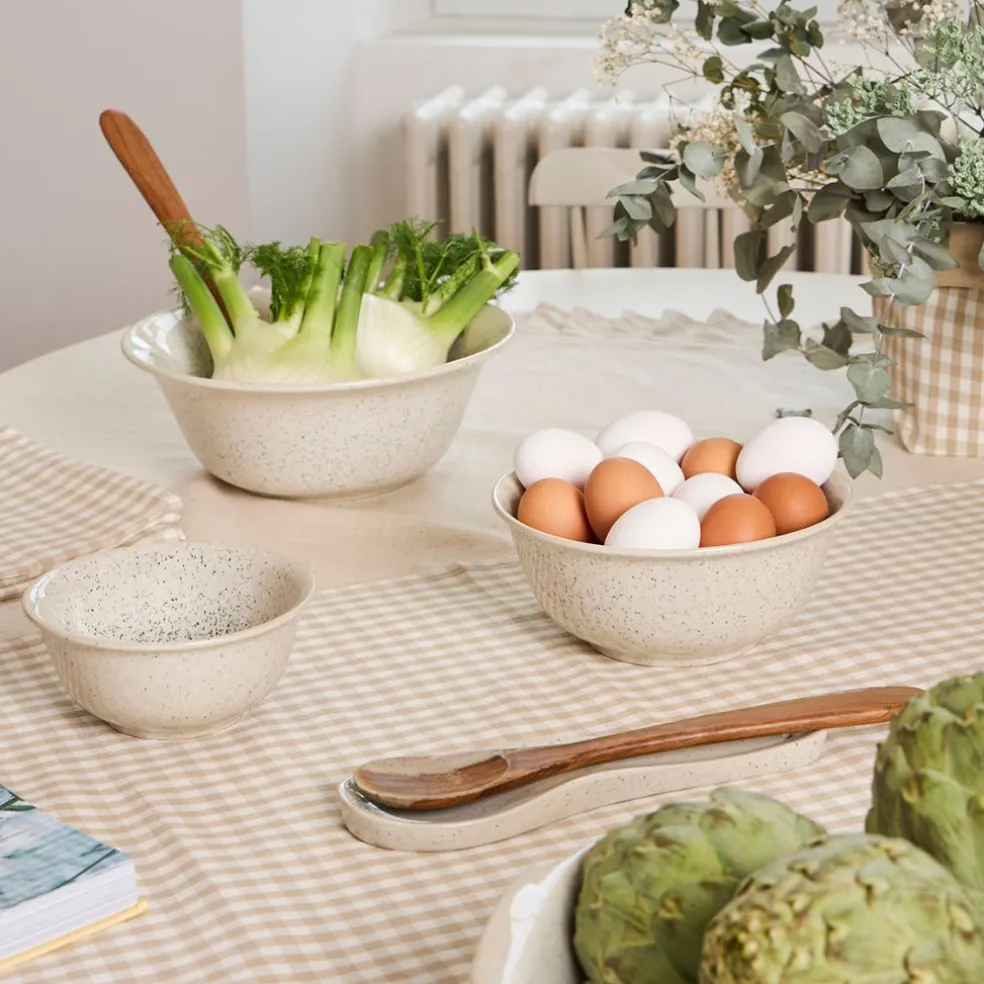 Repose cuillère en grès blanc moucheté - Jeanne