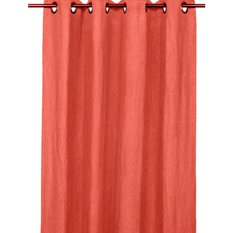 Rideaux en lin et coton bois de rose avec œillets 130x280cm - Figari