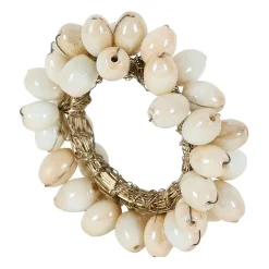 Rond de serviette en blanc cassé - Fleuri