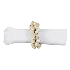 Rond de serviette en blanc cassé - Fleuri