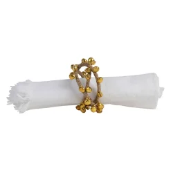 Rond de serviette en fer et jute doré - Clochette