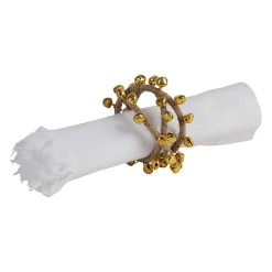 Rond de serviette en fer et jute doré - Clochette