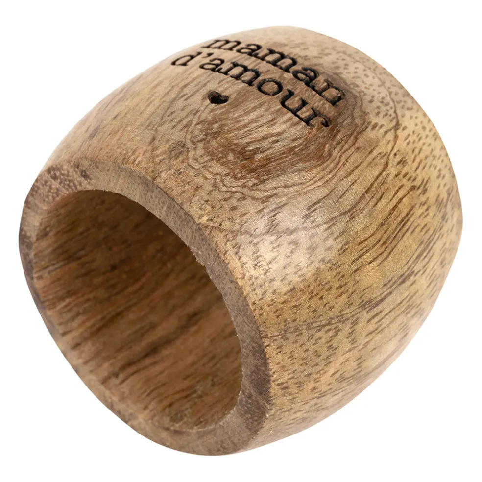 Rond de serviette maman en manguier naturel - Famille