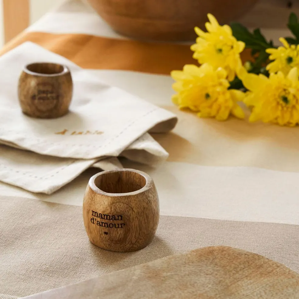 Rond de serviette maman en manguier naturel - Famille