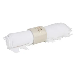 Rond de serviette papa en grès blanc moucheté d3cm