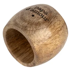 Rond de serviette papa en manguier naturel - Famille