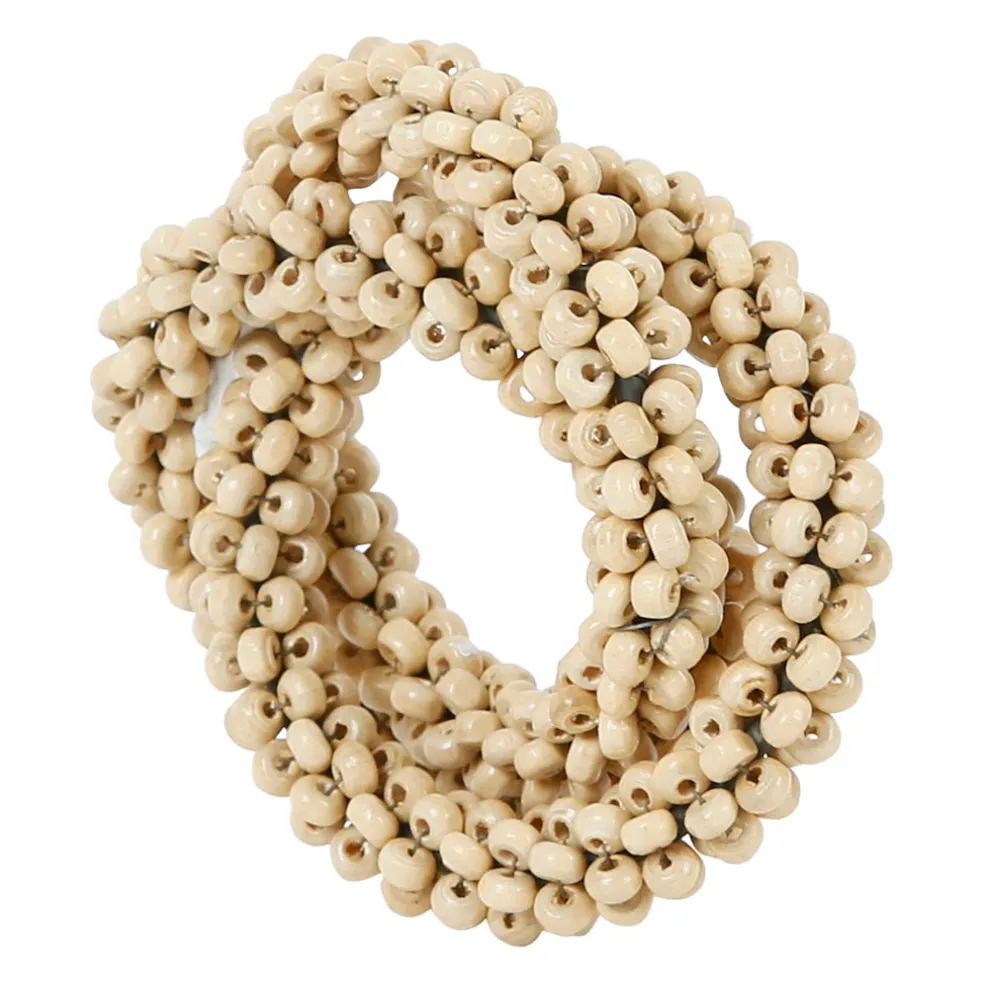 Rond serviette billes naturel d4cm fer+bois