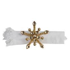 Rond serviette doré d9x5cm - Flocon