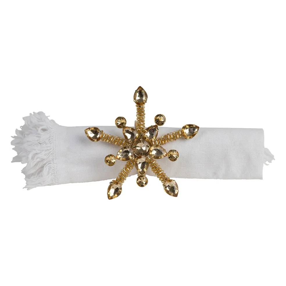 Rond serviette doré d9x5cm - Flocon