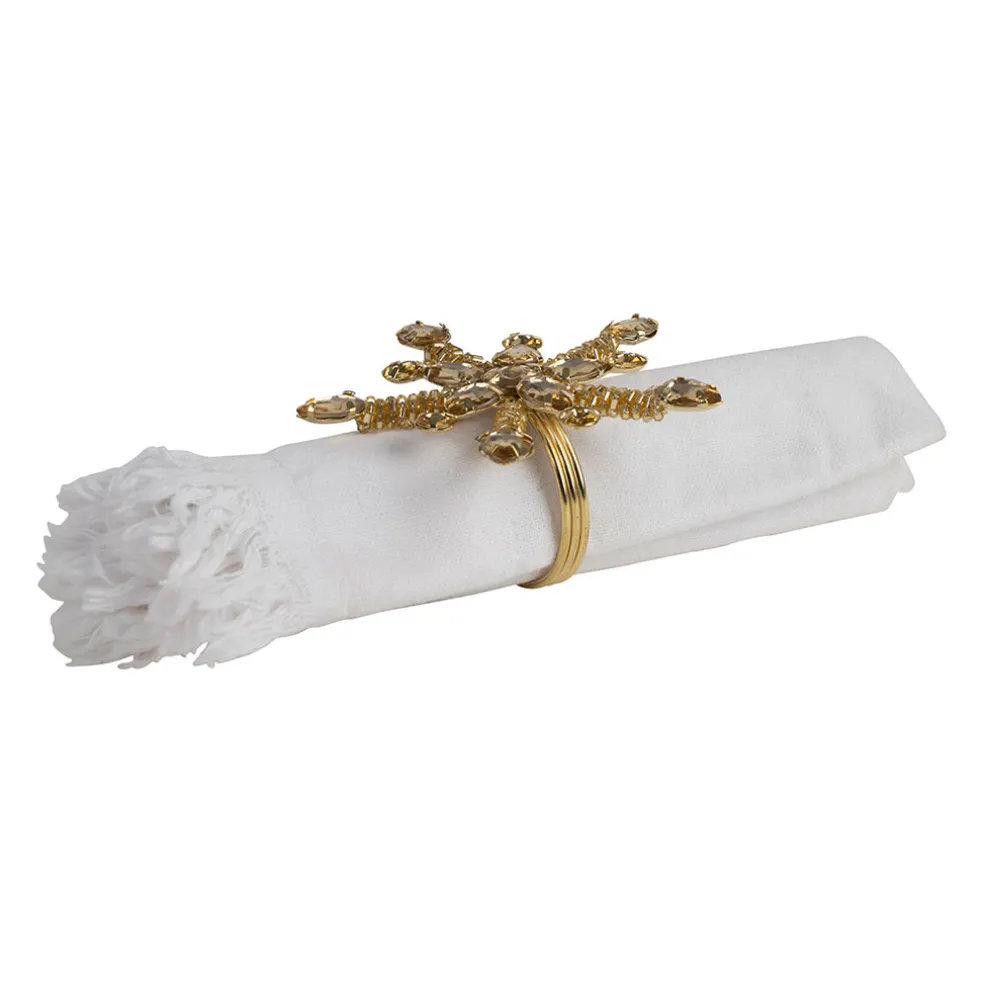 Rond serviette doré d9x5cm - Flocon