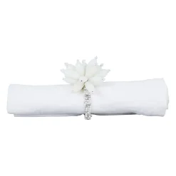 Rond serviette fleuri blanc d4cm fer et verre