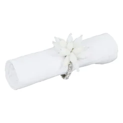 Rond serviette fleuri blanc d4cm fer et verre