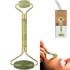 Rouleau de massage en pierre jade vert