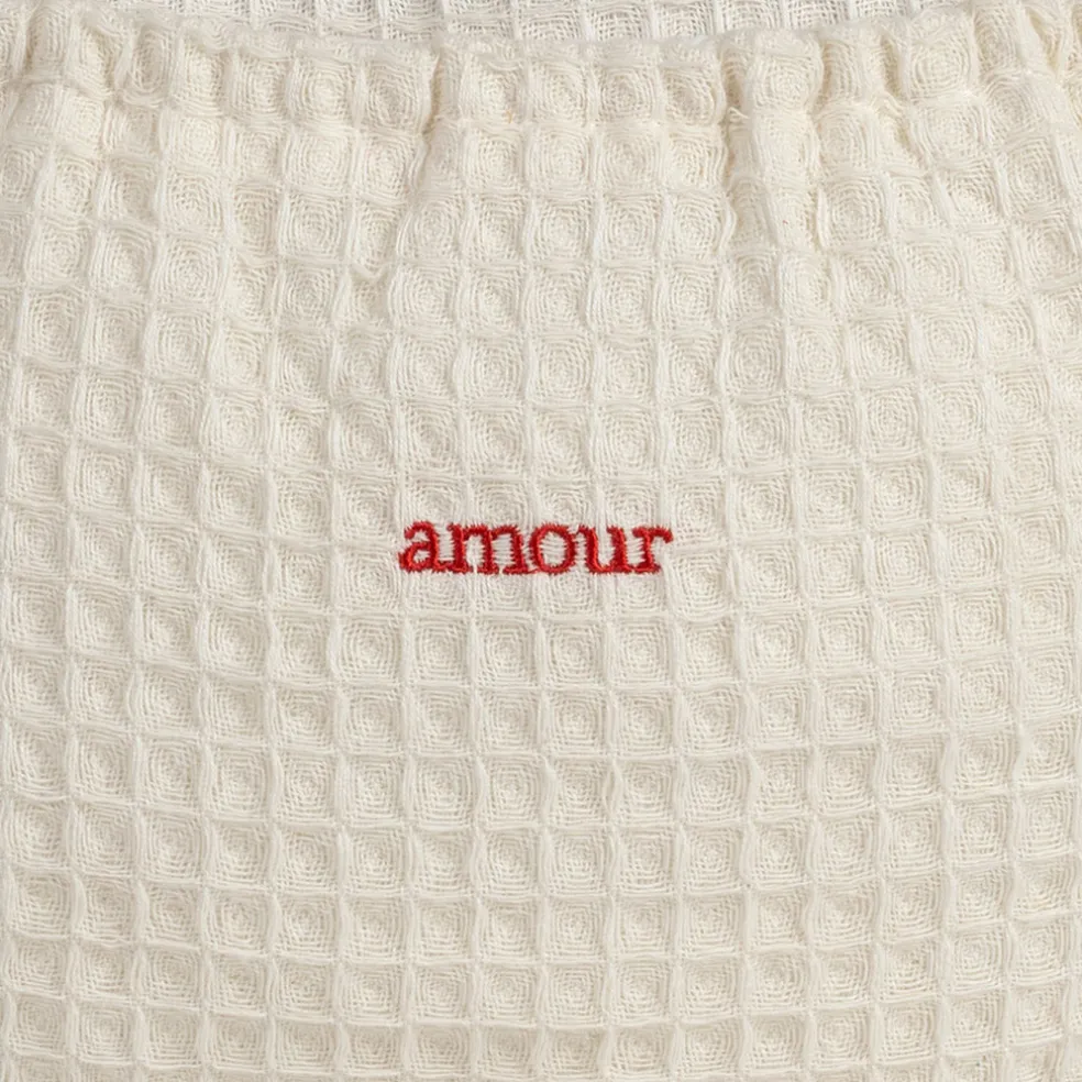 Sac amour en coton écru et rouge - Famille