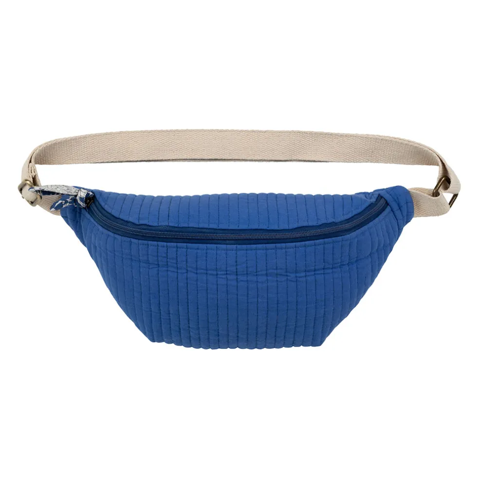 Sac banane en coton matelassé indigo - Flaura