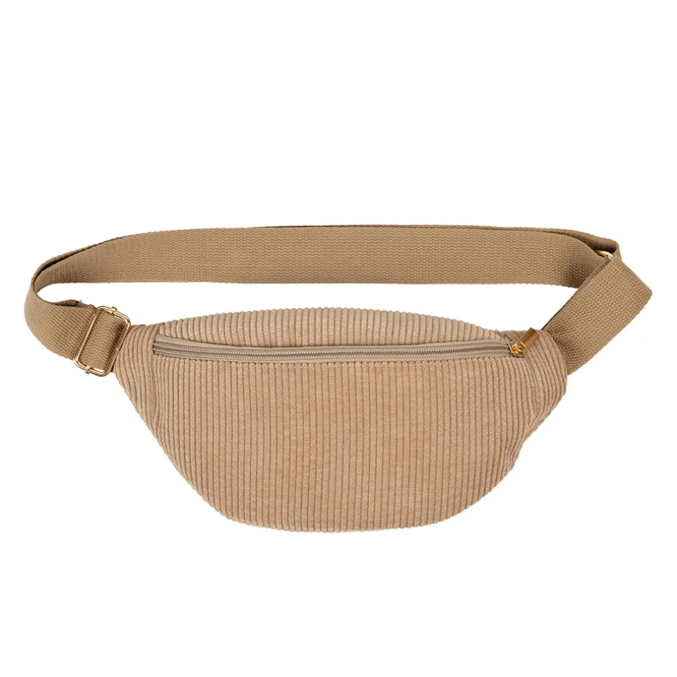 Sac banane en velours côtelé beige - Bananez