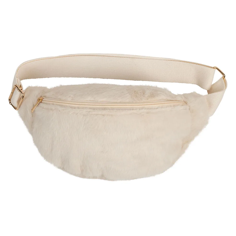 Sac banane fausse fourrure blanc - Bananez