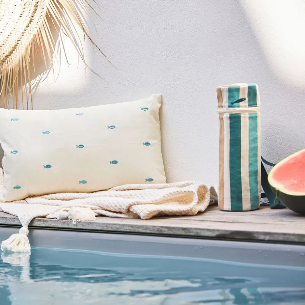 Sac bouteille isotherme en tissu et coton turquoise - Eté A La Mer