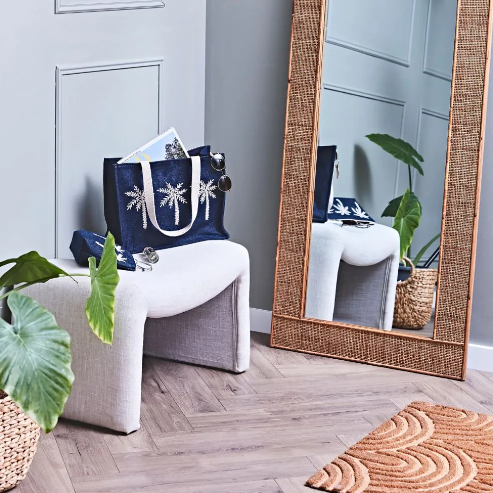 Sac brodé en coton bleu - Medi