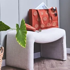 Sac brodé en coton terracotta et doré - Allegra