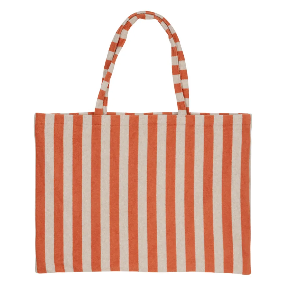 Sac en coton rayé corail et blanc - Palma