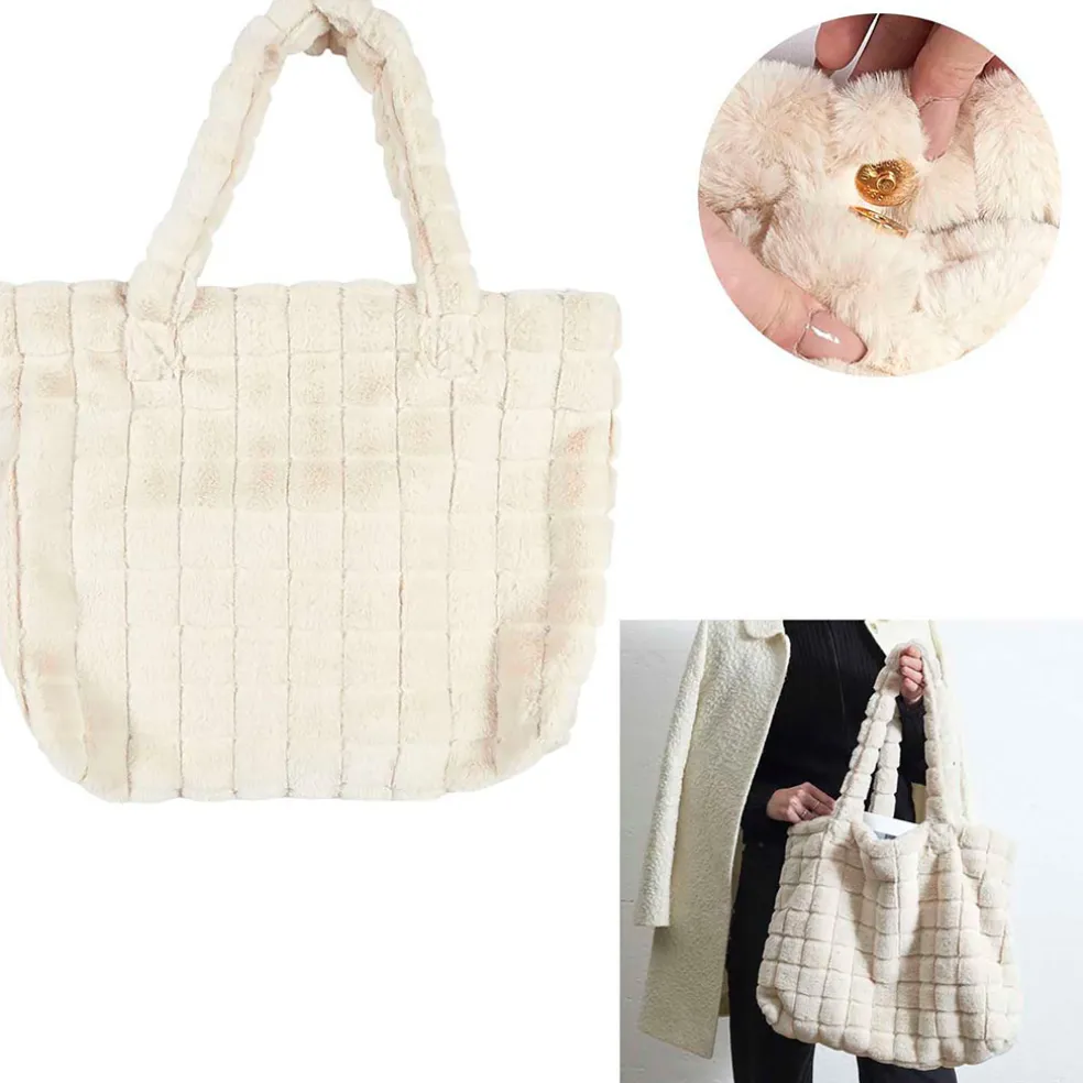 Sac fluffy fausse fourrure crème
