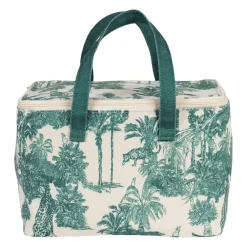Sac isotherme en coton écru et palmiers émeraude - Mocoa