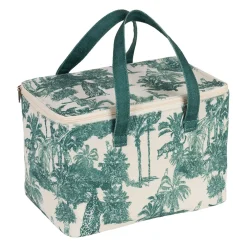 Sac isotherme en coton écru et palmiers émeraude - Mocoa