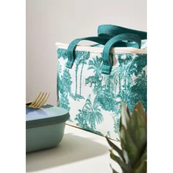 Sac isotherme en coton écru et palmiers émeraude - Mocoa